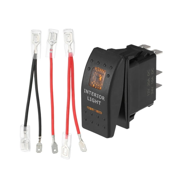 Unique Bargains 5 Pin Car Interior UTV Interior Light Rocker Switch Kit 20A/12V 10A/24V SPST on Off Universal Orange