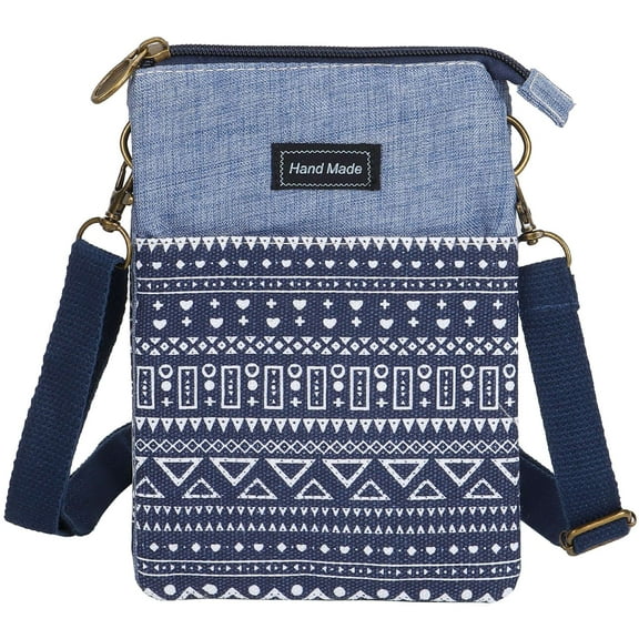 BadPiggies Roomy Cell Phone Purse Wallet Canvas Small Crossbody Purse Bags with Adjustable Strap for Women Girls (Blue)