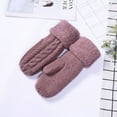 thumbnail image 2 of GigrtiJin Women Knitting Cotton Fleece Mittens Solid Color Cable Knitted Casual Thermal Grip Gloves, 2 of 3
