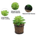 thumbnail image 3 of Plantas en macetas suculentas de simulación, barriles de madera, macetas de cemento, flores falsas, adornos creativos, plantas verdes artificiales, 2 uds., 3 of 5
