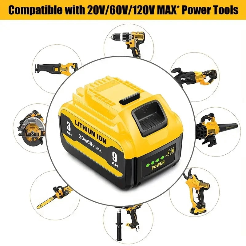 High-Capacity 9.0Ah Lithium-Ion Battery for Dewalt - 20V 60 Volts 9.0Ah Battery