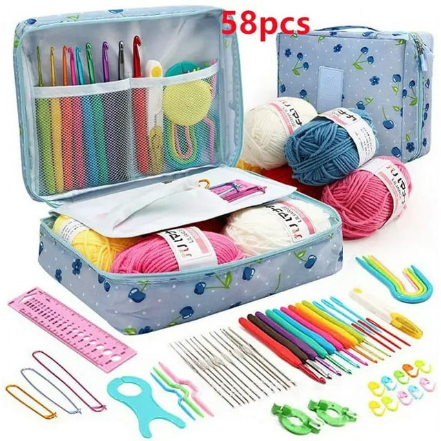 DIY Knitting Tools Kits Portable Crochet Hand Novice Beginners Multi-color Storage Kits,style h 58pcs