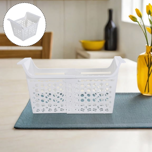 LITINKIMI White Plastic Expandable Freezer Storage Basket for Fridge and Chest Organizer