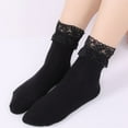 thumbnail image 2 of Bibifish Womens Socks Soft Solid Color Soft Crew Socks Elegant Trendy Lace Splice Socks Soft Breathable Mid Calf Socks For Ladies, 2 of 4