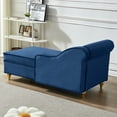 thumbnail image 4 of Miniyam Storage Chaise Lounge, Velvet Upholstered Sofa Recliner Lounge Chair with Pillow for Living Room Bedroom, Blue, 4 of 8