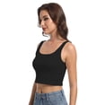 thumbnail image 4 of Women's Sleeveless Strappy Tank Square Neck Double Layer Workout Fitness Casual Basic Crop Tops, 4 of 6