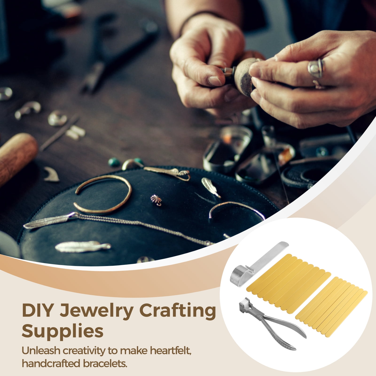 Metal Bracelet Making Kit, Bracelet Stamping Set, DIY Jewelry Crafting Supplies, Including 16 Aluminum Bracelet Blanks, Bending Tools and Pliers