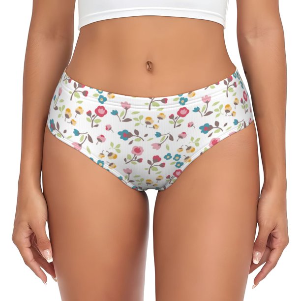 Balery Summer Floral Ropa Interior de Algodón para Mujer con Dibujo – Braguitas Cómodas y Elásticas, Estilo Clásico-3X-Large