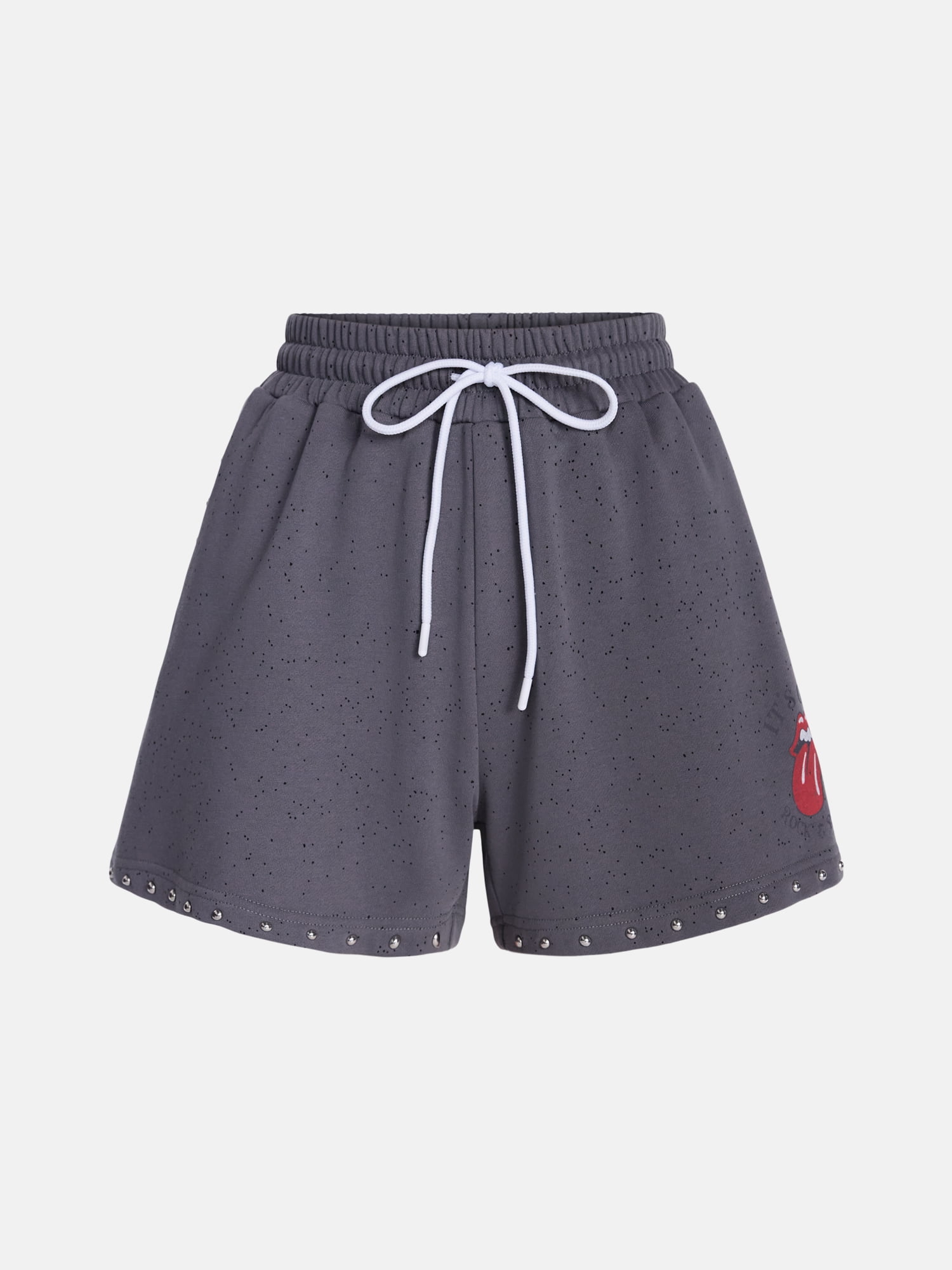 Rolling Stones Women's French Terry Studded Confetti Graphic Shorts, Sizes XXS-XXL
