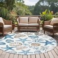 thumbnail image 5 of Blue Beige Coastal Large Area Rugs for Bedroom Living Room, Soft Non Slip Carpet Bedside Rug, Summer Beach Nautical Starfish Shell Round Floor Cover Kitchen Accent Rug 8' for Dining Room/Office, 5 of 9