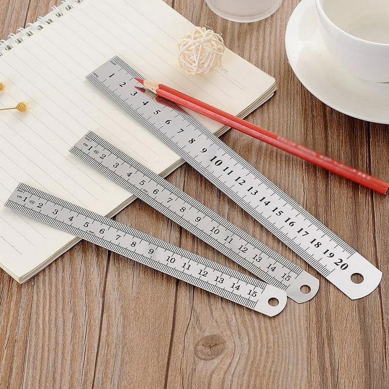 3* Metal Rulers Stainless Steel Marking Imperial Double-Sided Scale 12 8  6