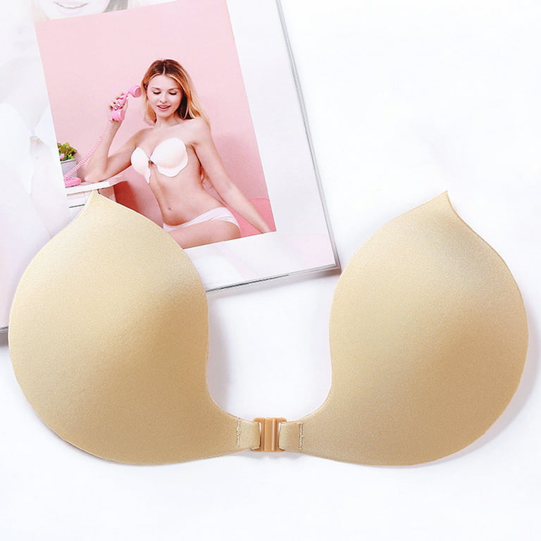 Women Invisible Lift Sticky Bra Breathable Strapless Front Button Bra  Adhesive Push Up Silicone Bras For Wedding Party Backless Dress
