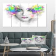 thumbnail image 1 of Gray Woman with Green Flowers - Abstract Portrait Canvas Print, 1 of 3