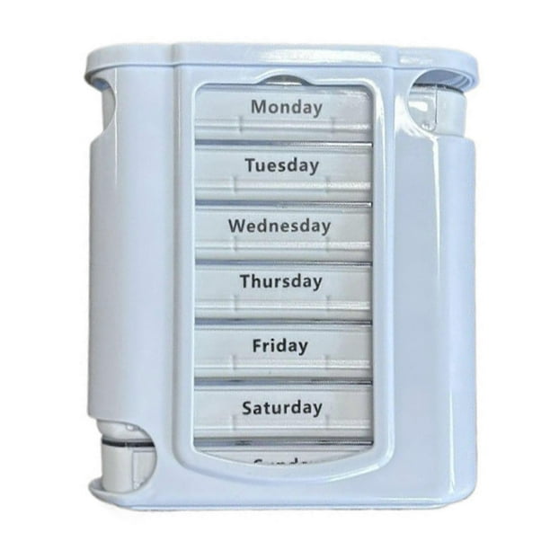 7-Day Stackable Pill Organizer 4 Times a Day, Weekly AM/PM Medication Reminder Box, Portable 7 Drawers Pill Box for Pills & Vitamins