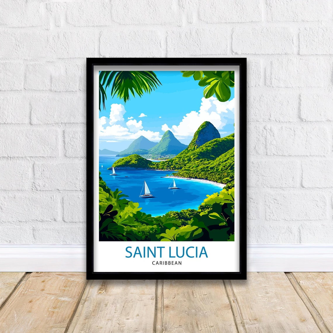 St. Lucia Caribbean Travel Print Wall Decor Wall Art St. Lucia Wall Hanging Home Décor St. Lucia Gift Art Lovers Caribbean Art Lover Gift, Poster Only