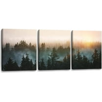 Forest Bathed in Sunlight Canvas Print Picture Painting Wall Art for Bedroom Living Room Framed 3 Piece Artwork Wall Decor for Bathroom Modern Room Plants Wall Decorations Size 12x16x3 Ready to Hang