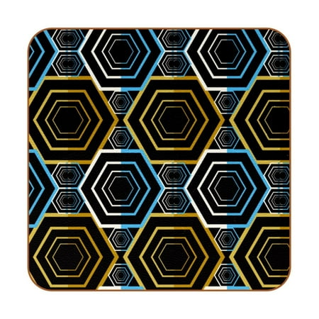 

OWNTA Dark Color Geometric Hexagonal Rhombus Pattern Premium 6-Piece Square Coaster Set in Microfiber Leather - Non-Slip & Absorbent Cup Mats
