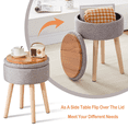 thumbnail image 7 of Tcbosik 12.6 inch Round Upholstered Footstool with Storage, Modern Ottoman with Tray Lid and Wood Legs, Multifunctional Footrest for Living Room, Bedroom, Hallway, Grey, 7 of 7