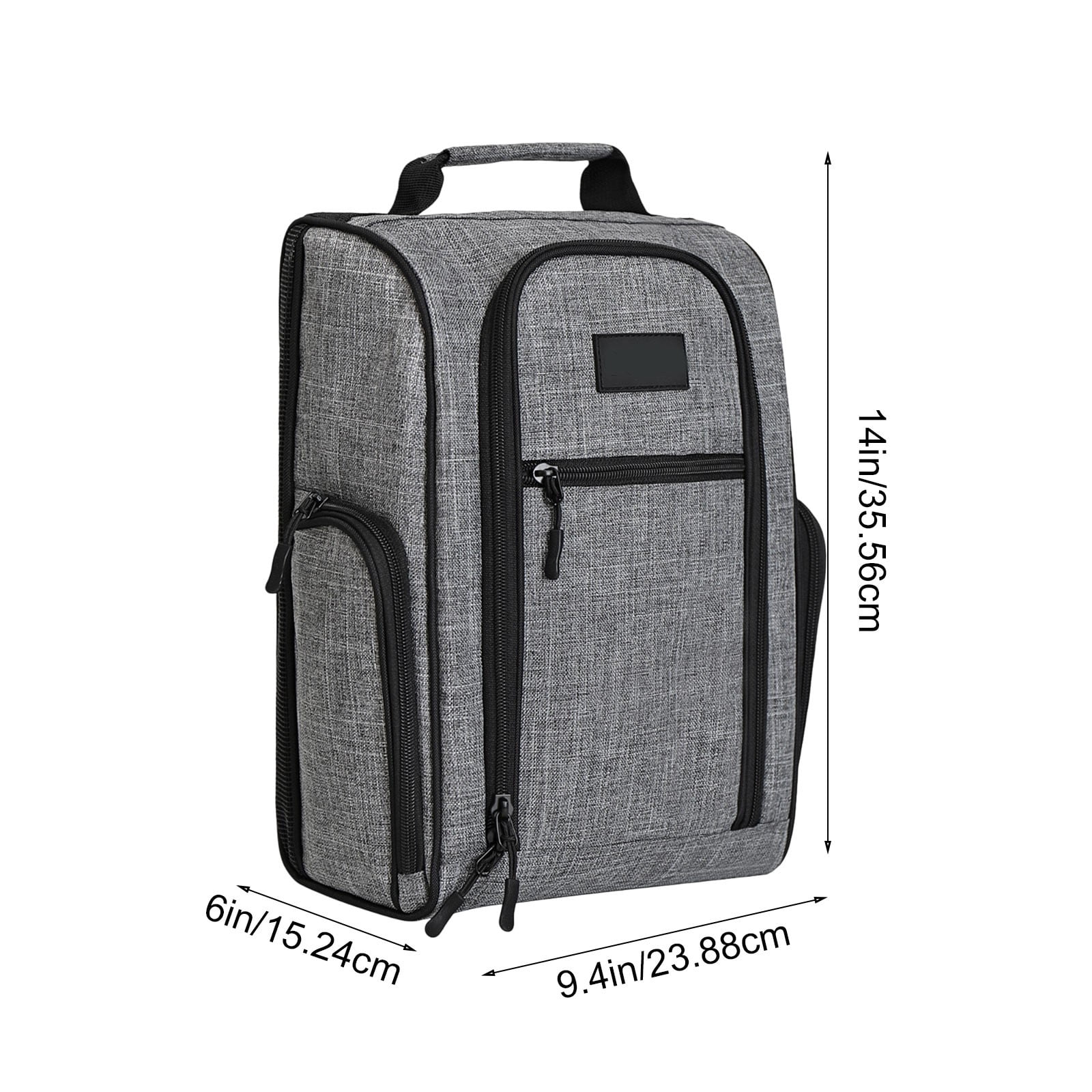 Golf Shoe Bag Breathable Dustproof Oxford Fabric Travel Shoe Case with Pockets Portable Storage Bag for Men Women Gray 14x9.4x6 Inches