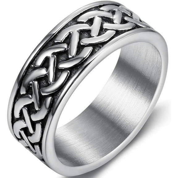 8mm Stainless Steel Vintage Style Celtic Knot Wave Wedding Band Ring