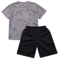 thumbnail image 4 of YONGHS Kids Boys Soccer Jersey Sport Outfit Football Workout Tee Shirts and Athletic Shorts Set Gray 5-6, 4 of 7