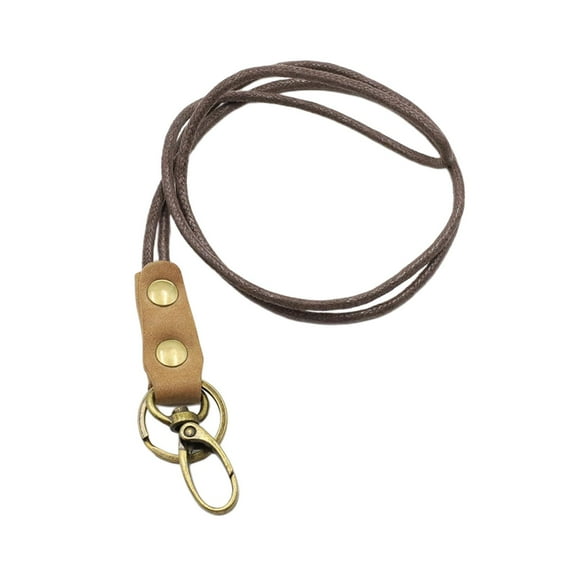 Leather Lanyard Keychains, Neck Lanyard Strap with Metal Clasp, for Keys, Card Holder, Whistle, Wallet, Brown