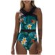 thumbnail image 1 of Bikini de Corte Alto Impreso Sexy Abierto de Espalda Vestido de Bikini Elástico Alto Traje de Baño, de Moda para la Playa, 1 of 3