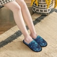 thumbnail image 5 of Slippers for Women, shiny star navyblue wave Womens Slippers Fuzzy Winter House Shoes, Soft Anti-Skid Slippers Indoor and Outdoor, 5 of 7