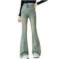thumbnail image 5 of Girls Jeans New 3-16 Years Middle Aged Children's Fashionable High Waisted Loose Pocket Wide Leg Denim Pants Style B-10 Gray 150, 5 of 9