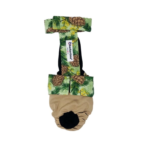 Barkertime Holiday Pine Cones on Brown Dog Diaper Overall