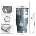 thumbnail image 6 of 20oz Tumblers Blue Christmas Snowman Pattern Stainless Steel Vacuum Insulated Double Wall Travel Tumbler Cups Mug with Lid and Straw,Cleaning Brush for Cold & Hot Drinks, 6 of 7