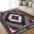 thumbnail image 4 of 6x9 Area Rugs, Boho Red Grey Non-Skid Rubber Backing Large Rectangle Rugs - Living Room Bedroom Home Office, Geometric Southwestern Retro Ethnic Indoor Floor Mat Carpets Washable Rug, 4 of 9