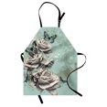 thumbnail image 1 of Rose Apron Grunge Composition with Hand Drawing Style Roses Butterflies Vintage Artistic, Unisex Kitchen Bib Apron with Adjustable Neck for Cooking Baking Gardening, Seafoam Grey Black, by Ambesonne, 1 of 3