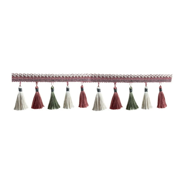 Flecos de poliéster para manualidades, flecos de poliéster de 8,9 cm de ancho, encaje rosa