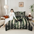 thumbnail image 4 of Manfei Reindeer Wildlife Adult Bedding Comforter Set, Vintage US Flag Twin Comforter Sets, Green Stripes Geometric Reversible Bedding Set, Lightweight Room Decor, 2pcs, 4 of 8
