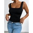 thumbnail image 2 of Women'S Summer Sleeveless Square Neck Tank Top Ruched Slim Fit Basic Vest Tops, 2 of 9