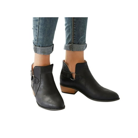 - Fashion Women Leather Ankle Boots Flats Casual Sandals Beach Low Heel Shoes