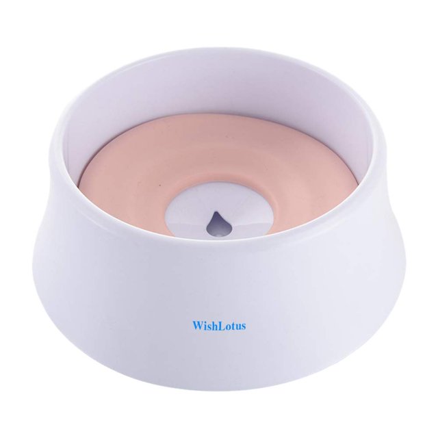 WishLotus Disco flotante a prueba de derrames, cuenco de agua para mascotas, antivuelco, polvo, asfixia, desacelera el consumo de agua para perros y gatos, 40 oz (rosa)