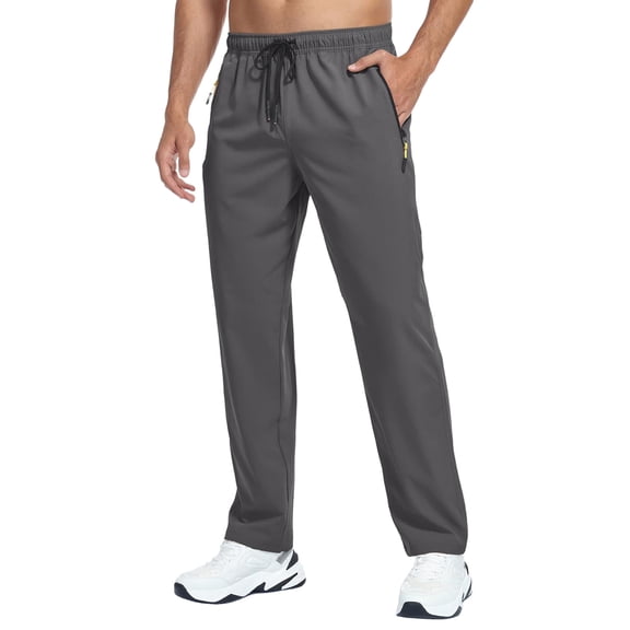 Yifymode Men's Lightweight Hiking Pants Quick Dry Water Resistant Sweatpants Athletic Jogger with Zipper Pockets Golf,Gray 3XL