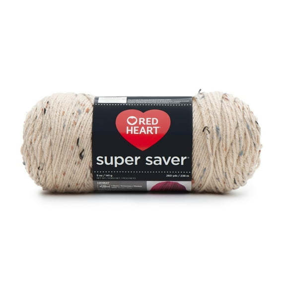 Red Heart® Super Saver™ #4 Worsted Acrylic Yarn, Buff fleck 5oz/142g 260yd
