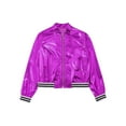 thumbnail image 5 of Haitryli Kids Girls Boys Metallic Bomber Moto Jacket Coat Hip Hop Jazz Dance Top Disco Party Costume Purple 16, 5 of 7