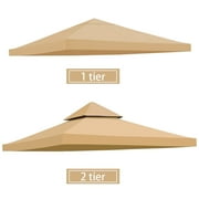 2-Tier Gazebo Replacement Canopy 10 x 10 ft Outdoor Patio Roof Tent Pavilion Sunshade Top Cover UV+ Khaki