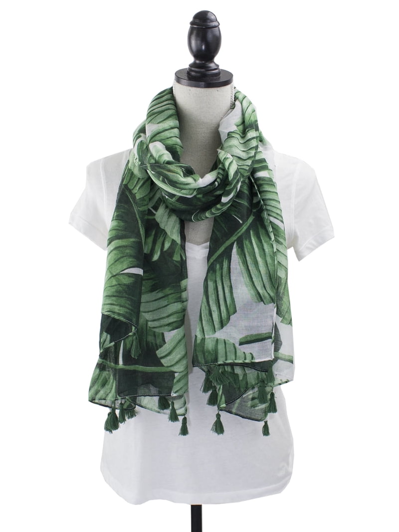 StylesILove Womens Lightweight Cotton Scarf, Palm Leaf Green