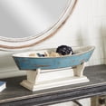 thumbnail image 3 of DecMode 10" Oval Sail Boat Blue Wooden Decorative Bowl, 3 of 14
