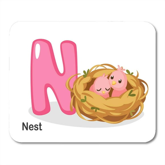 JSDART Kids Colorful ABC N for Nest Cartoon Alphabet Mousepad Mouse Pad Mouse Mat 9x10 inch