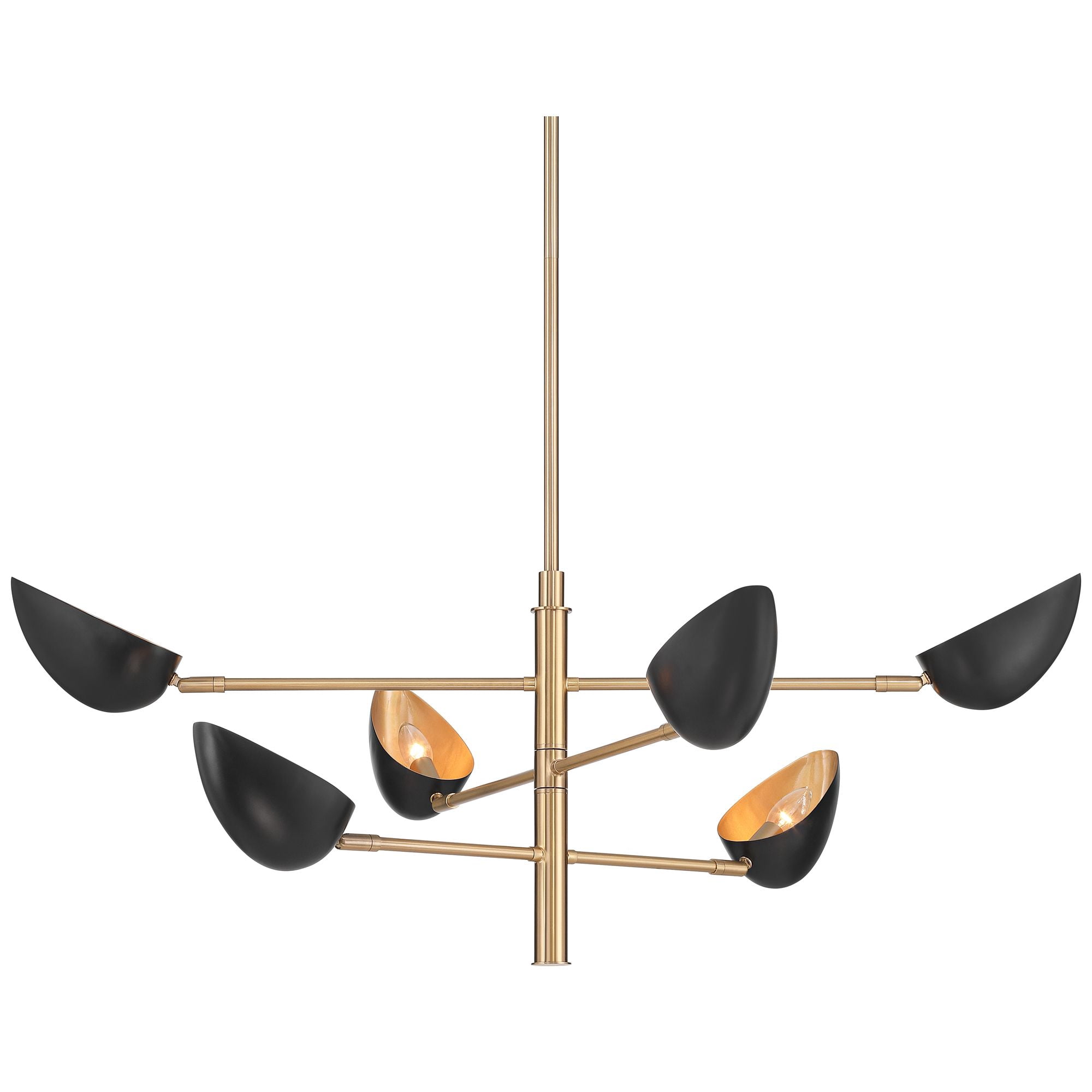 Possini Euro Design Atherton 42 1/2" Mid Century Modern Pendant Chandelier Ceiling Light Fixture Dining Room Sputnik 6-Light Black Warm Gold