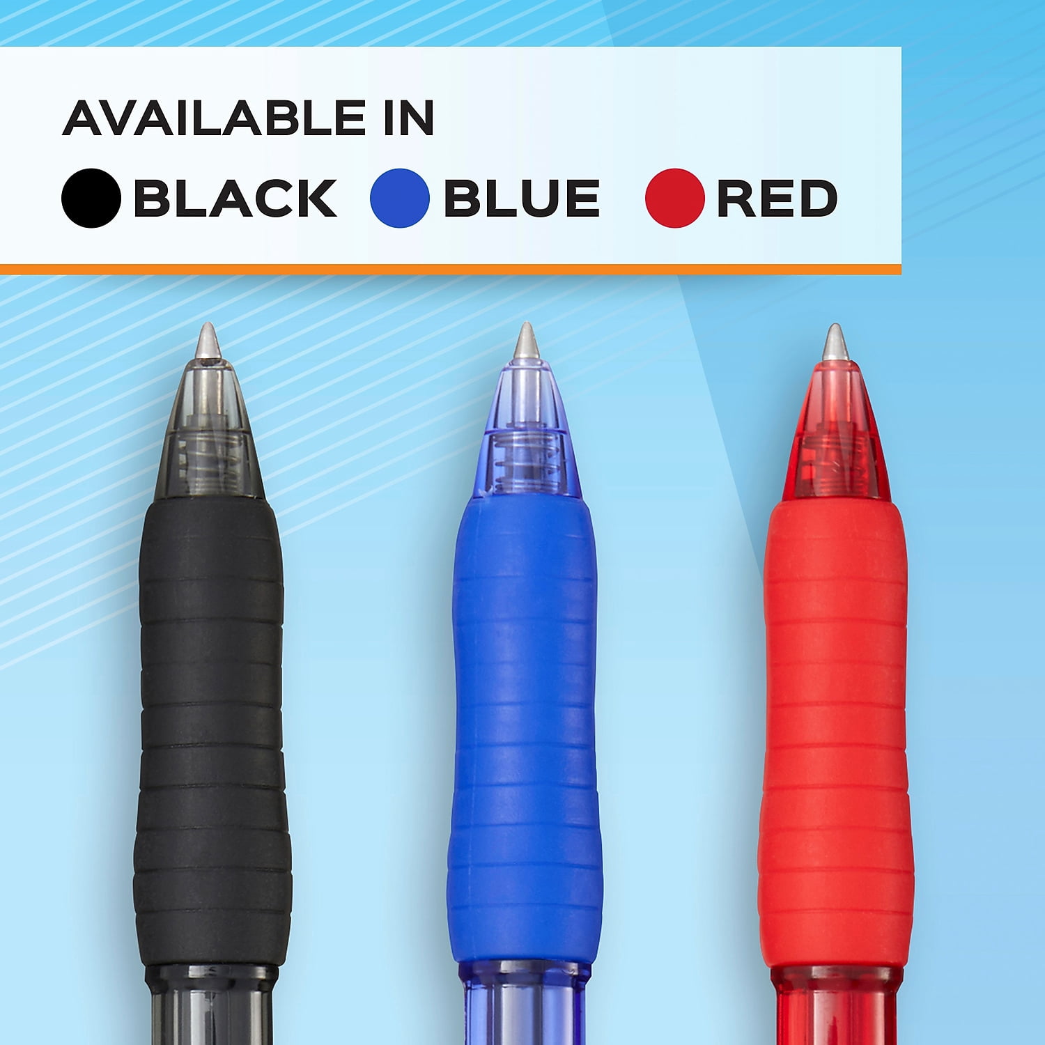 Paper Mate® Profile jel Retractable Pens, Fine Point, 0.5 mm, Blue Barrel, Blue , Pack Of 12 Pens