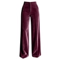 thumbnail image 3 of Ohufall Trendy Womens Pant Solid Satin High Waist Wide Leg Pants Button Zipper Pocket Daily Outfits, 3 of 6