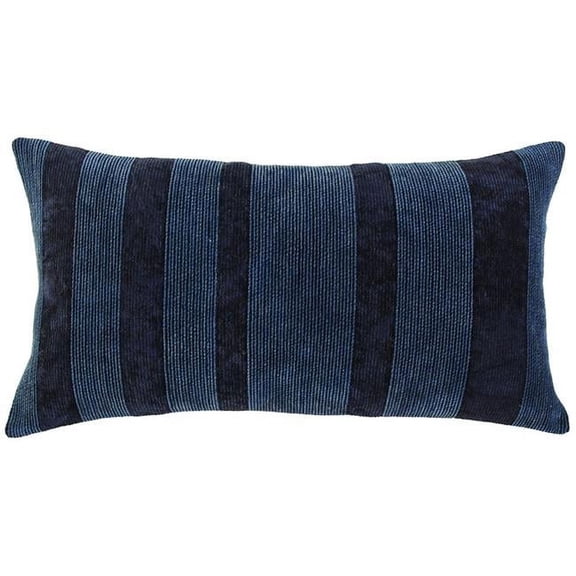26 x 14 x 6.25 in. Navy Dimensional Stripe Modern Lumbar Pillow