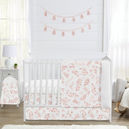 UPC: 0846480097709 | Botanical Floral Leaf Blush Pink 4 Piece Brushed Microfiber Crib Bedding Set by Sweet Jojo Designs